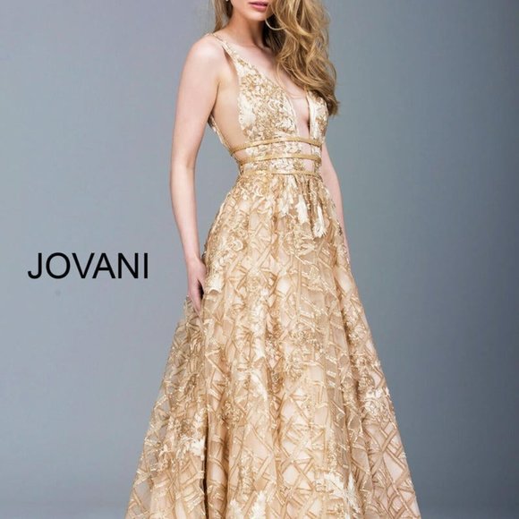 Jovani Dresses & Skirts - Jovani Gold Embellished Ballgown